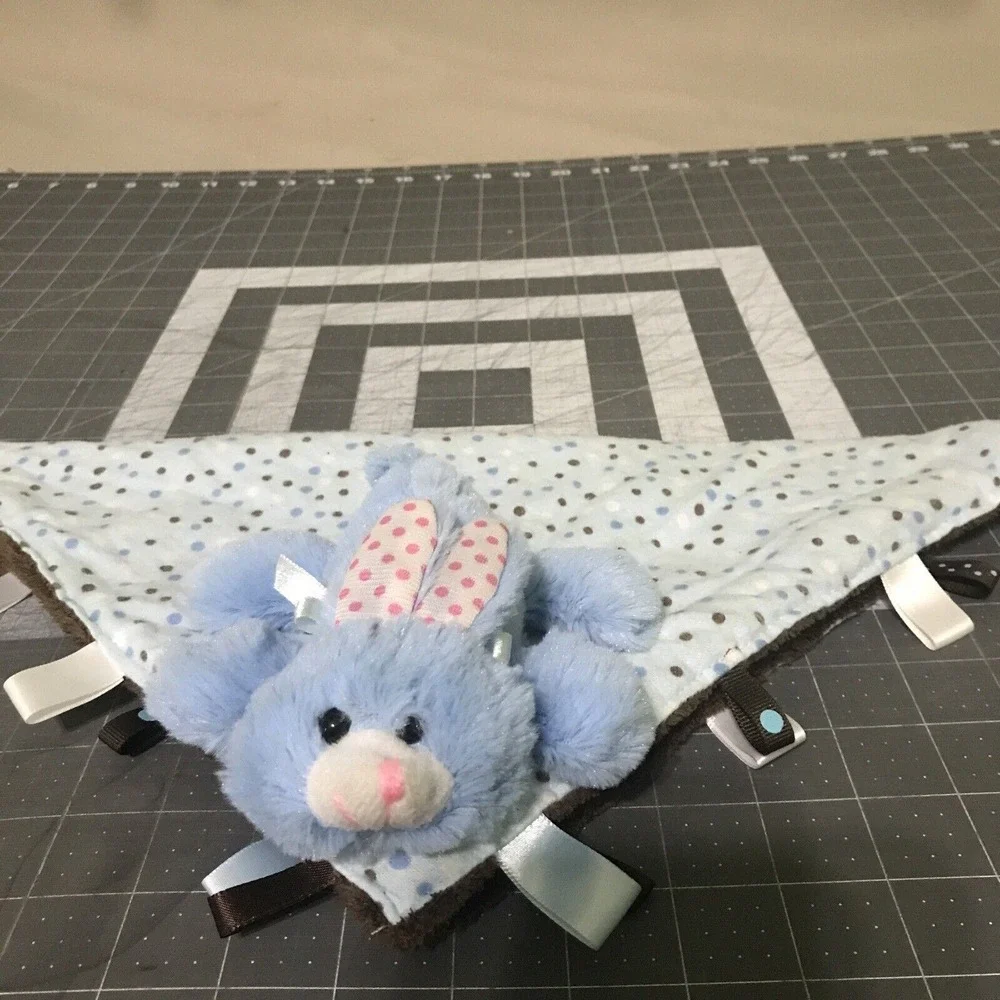 Goffa‎ Blue Rabbit Lovey Lovie Polka Dot Tags Brown Plush Maybe Homemade